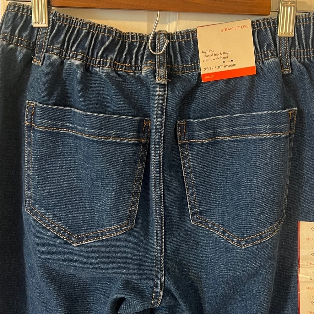 Knox Rose Women’s straight leg elastic waistband relaxed Jeans Size XS/27 NWT - Picture 8 of 9